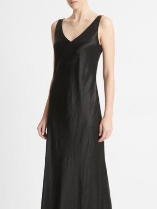 Vince Dresses & Skirts - NWOT Vince Black Satin V-Neck Formal Maxi Slip Dress Size XL
